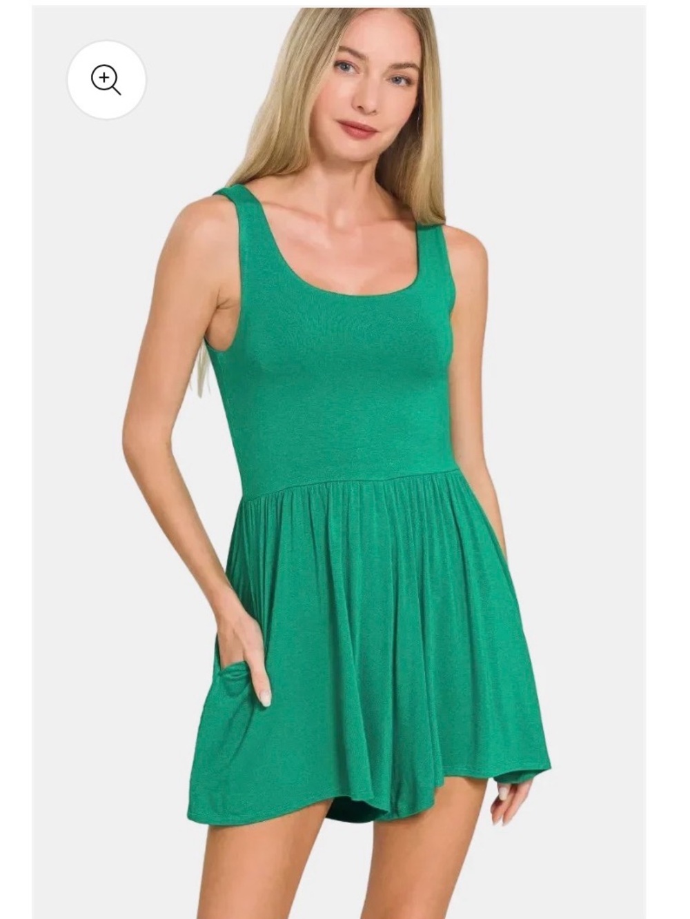 Zenana Outfitters Emerald Green Sleeveless Scoop Neck Romper